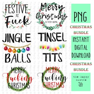 Grappige kerst PNG-bestanden voor sublimatie afdrukbare mok bundel sarcastische citaten digitale download humor cadeau voor haar cadeau voor hem DIY grappig afbeelding 1