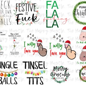 Inappropriate Christmas sublimation Christmas bundle png sassy holiday quotes sarcastic Christmas file funny adult Christmas printable image 1