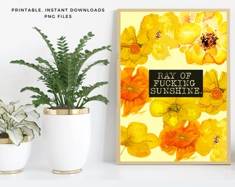Envoltura de taza PNG divertida para sublimación, arte de pared imprimible, diseño floral amarillo, cita atrevida para mamás, regalo de cuidado personal, descarga digital para tazas