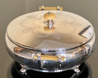 Vintage Silver Plated Casserole Dish with Original Pyrex