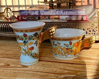Vintage Limited Edition 25th Anniversary Le Jardin De Versace Tea Cup + Versace Meets Rosenthal Le Jardin De Versace Coffee Cup