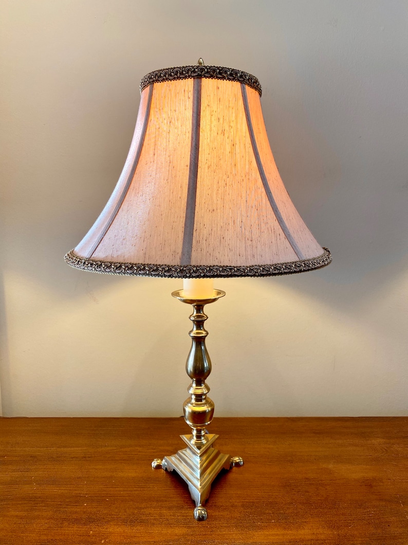 Vintage Leviton Solid Brass Table Lamp With Paw Like Edges Etsy