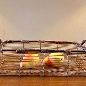 Vintage Hand Made Woven Metal and Wicker Basket