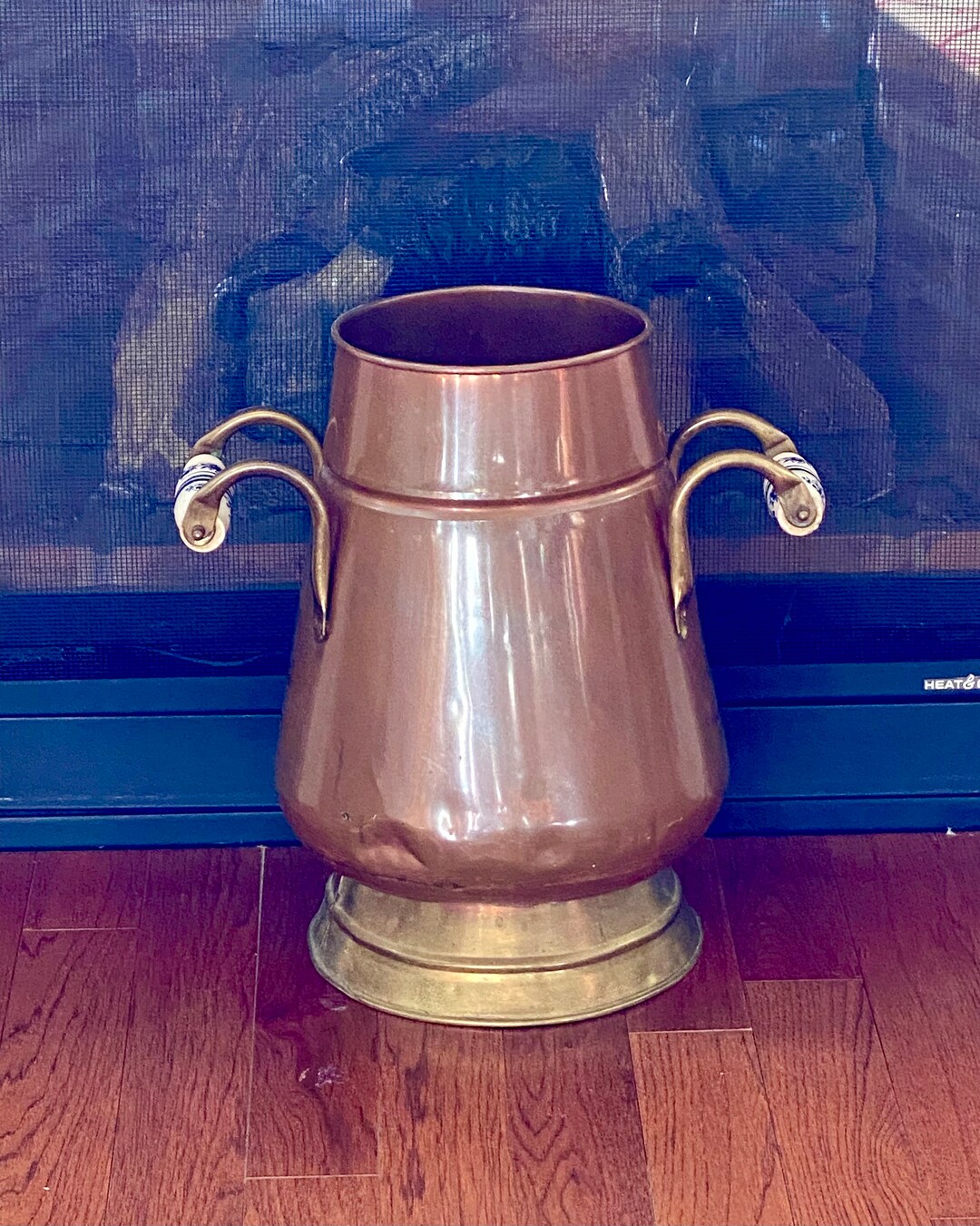 Large Vintage Decorative Copper and Brass Bucket With Ceramic Etsy
