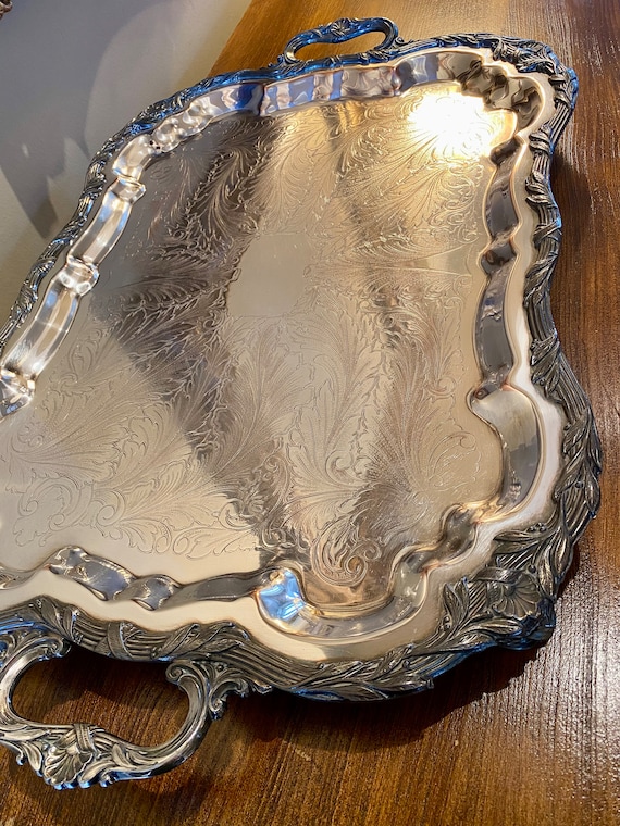 Large Vintage F. B. Rogers Silver Plate Over Brass Tray - Etsy
