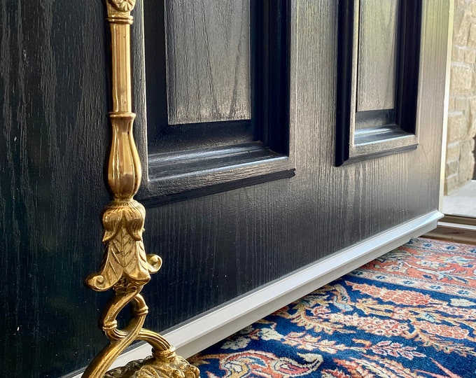 Vintage Brass Door Stop / Floral Style Etsy