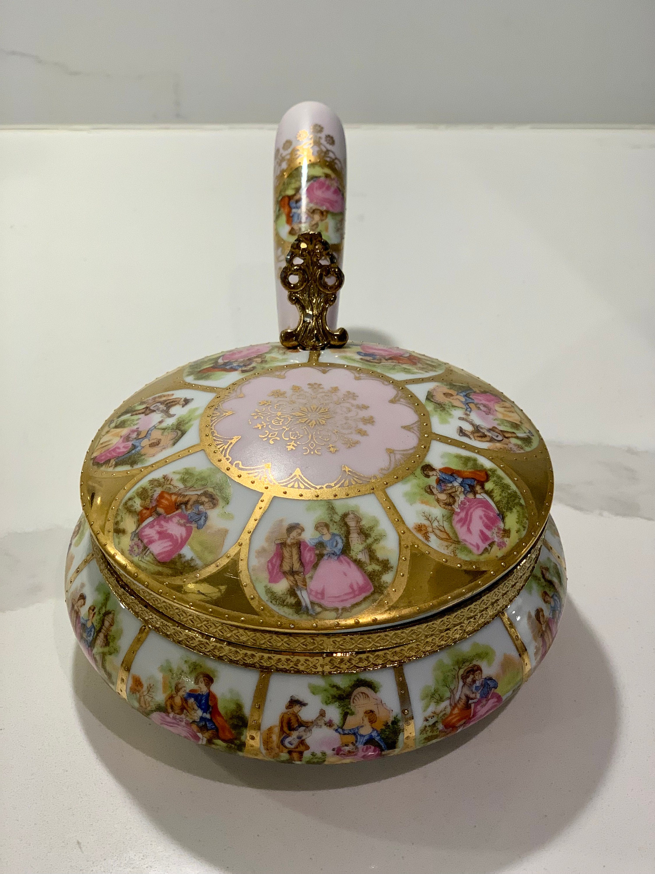 Vintage Porcelain Enamel Silent Butler/ Crumb Catcher/ Ash Tray
