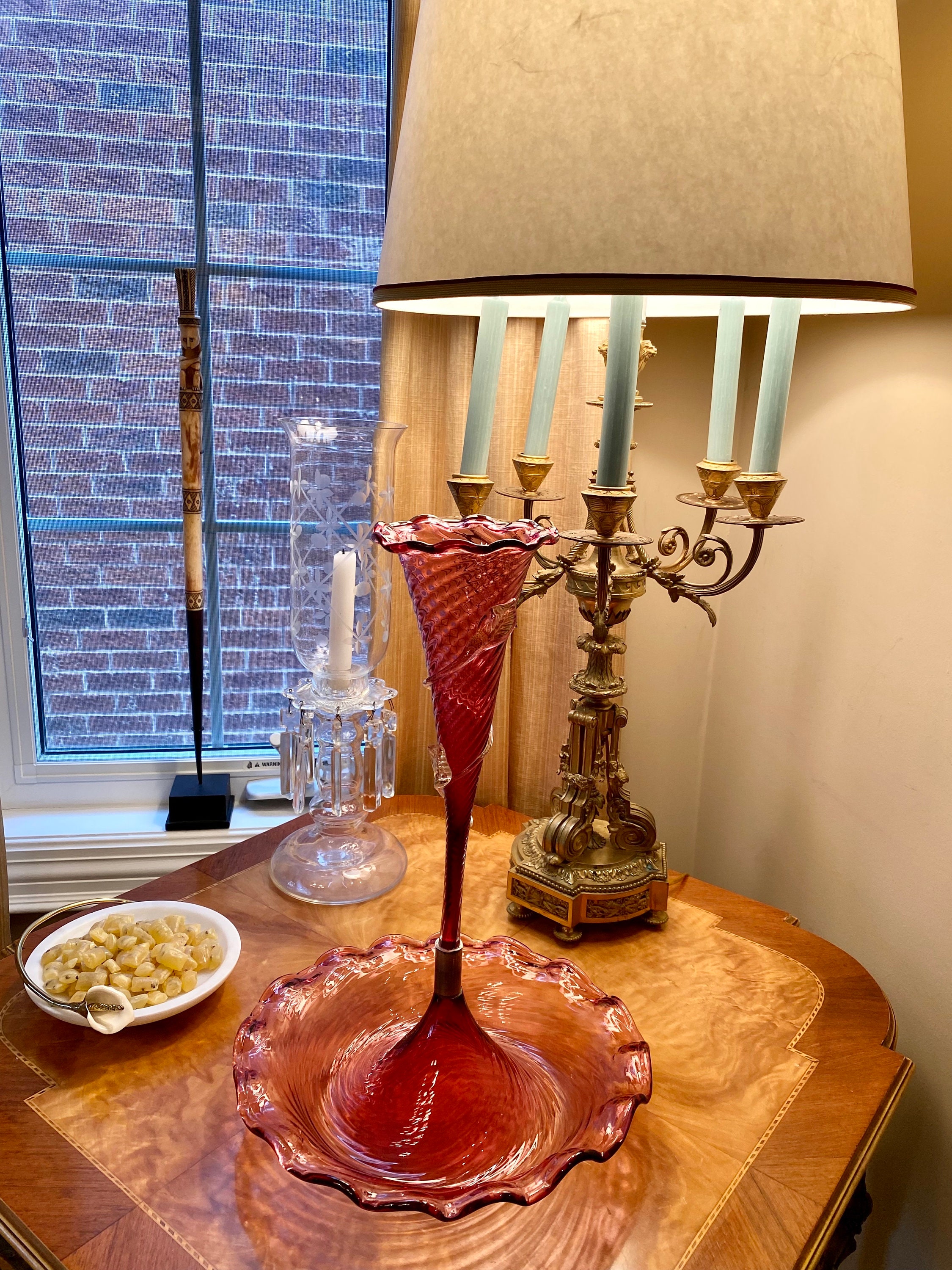 Antique Victorian English Cranberry Glass Flute Epergne - Etsy