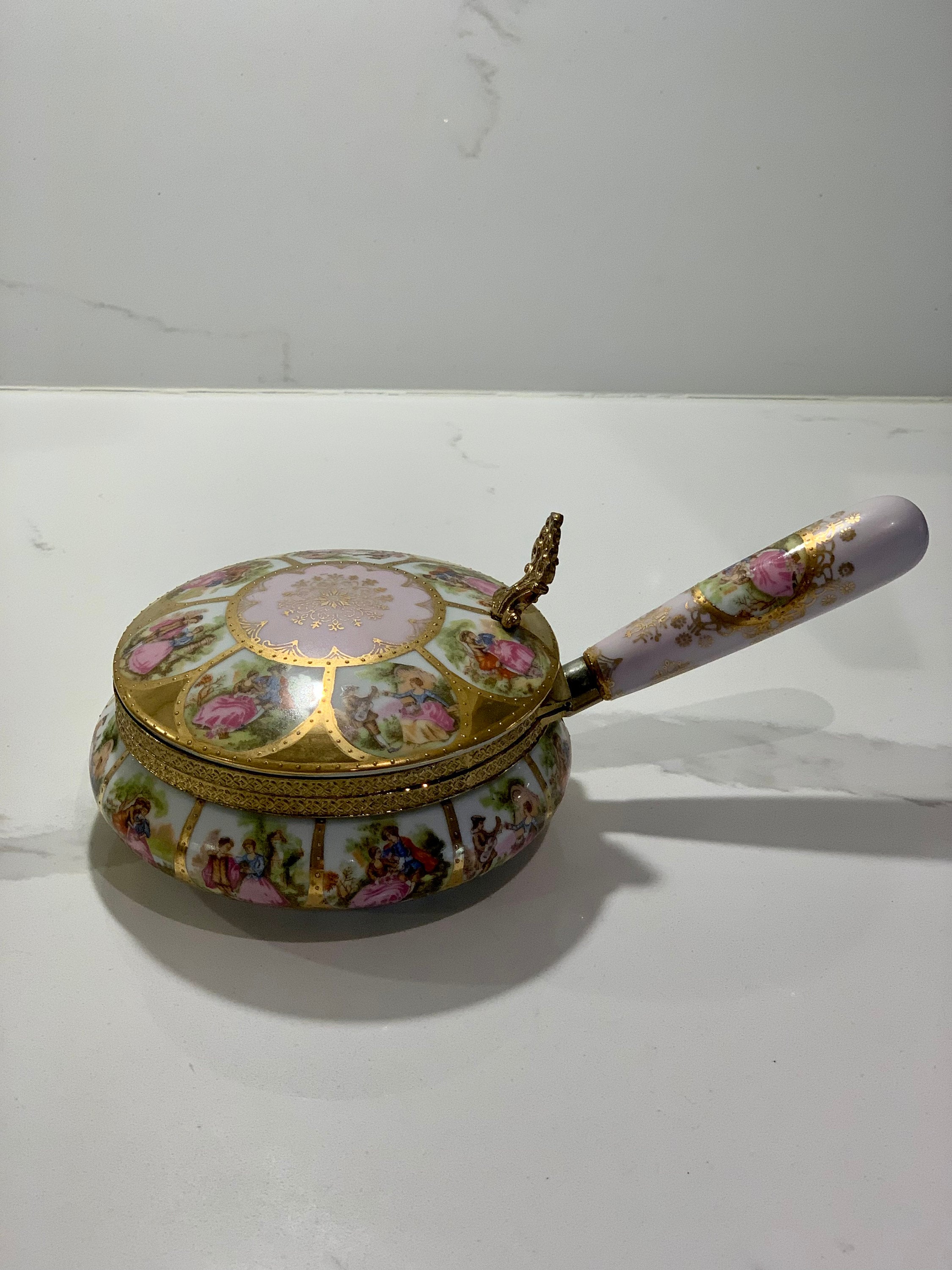 Vintage Porcelain Enamel Silent Butler/ Crumb Catcher/ Ash Tray