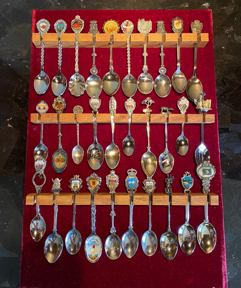 Vintage 30 Souvenir Spoons Silver Plated Spoons Wooden Spoon Etsy