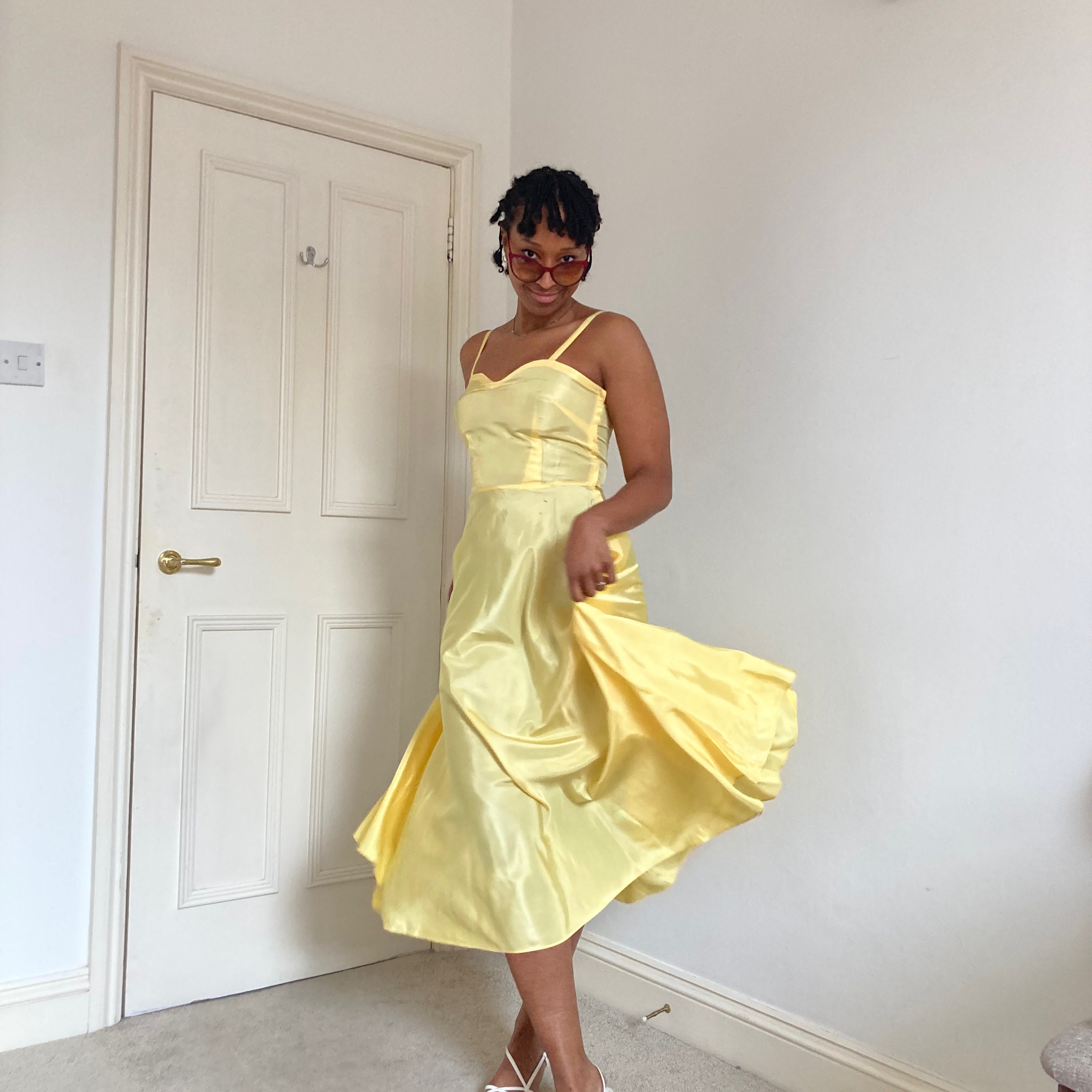 1950's Sunny Yellow Dress With Sweetheart Bodice - Etsy