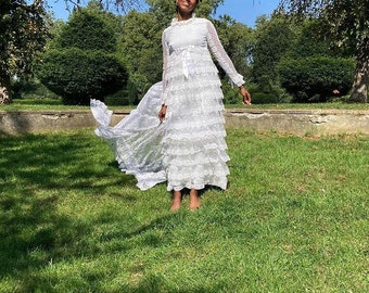 1960er Regency Revival Vintage Hochzeitskleid