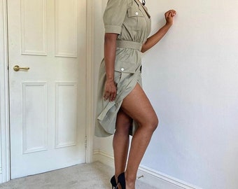 40er Adele Simpson Khaki Land Mädchen Wickelkleid