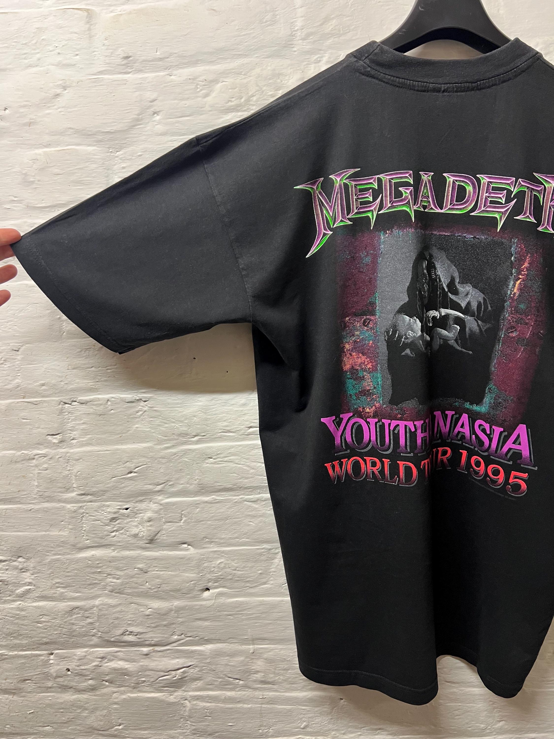 ヴィンテージ メガデス バンド T シャツ - 1995 ユースナシア ワールド 