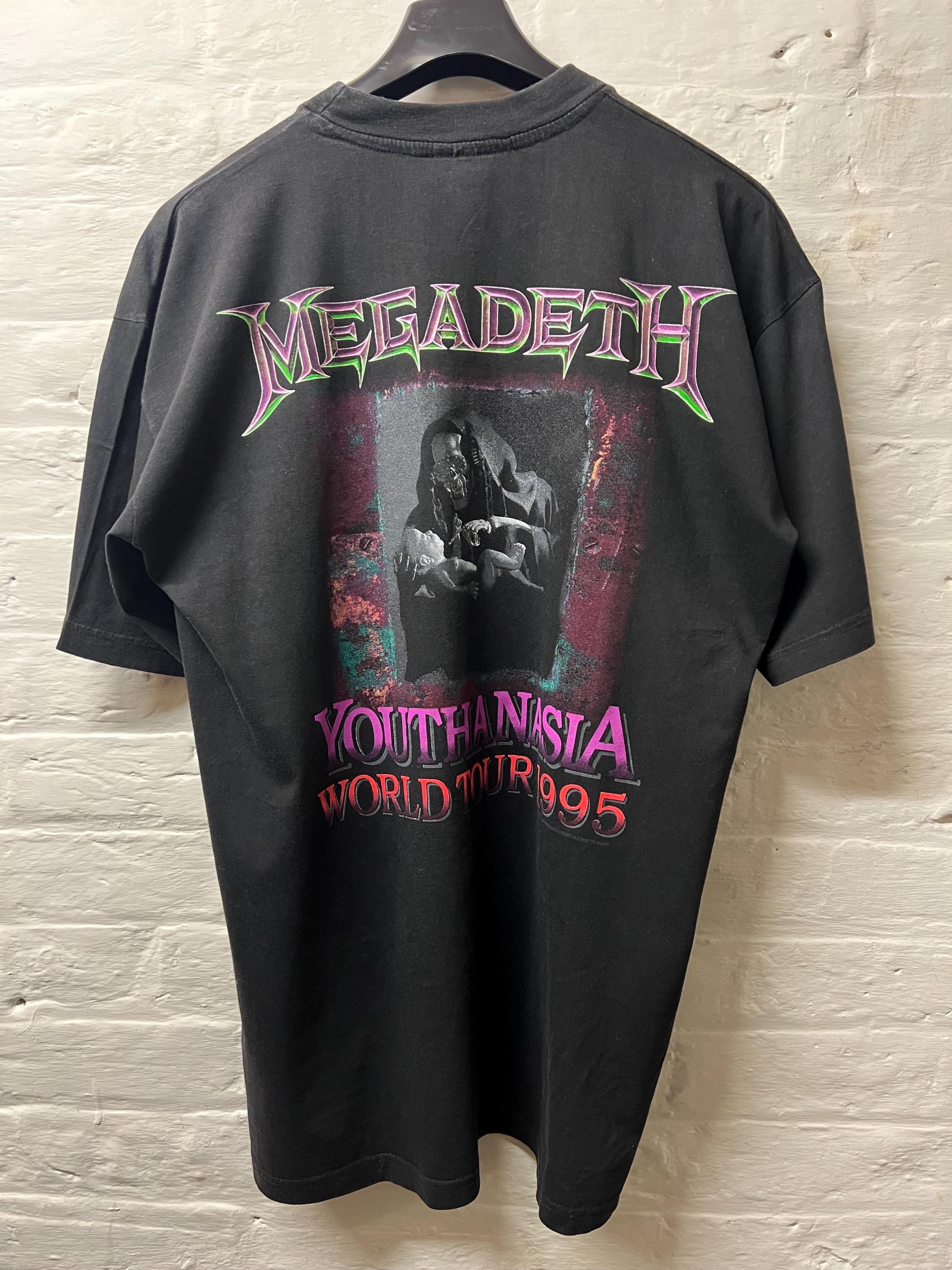 T-shirt Vintage Megadeth Youthansia Tour 1995 - Taille M, Noir, Occasion Parfait État
