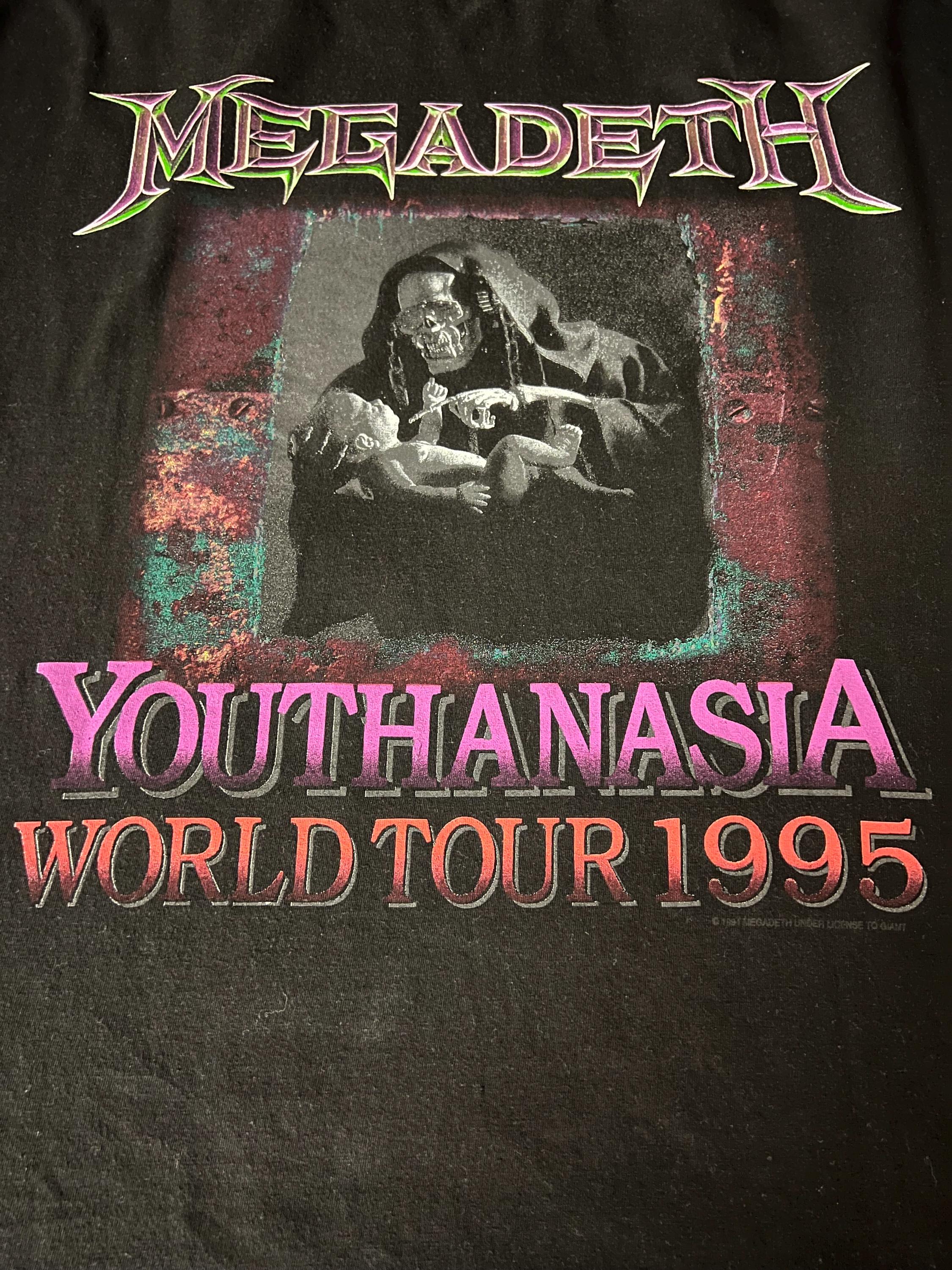 ヴィンテージ メガデス バンド T シャツ - 1995 ユースナシア ワールド 