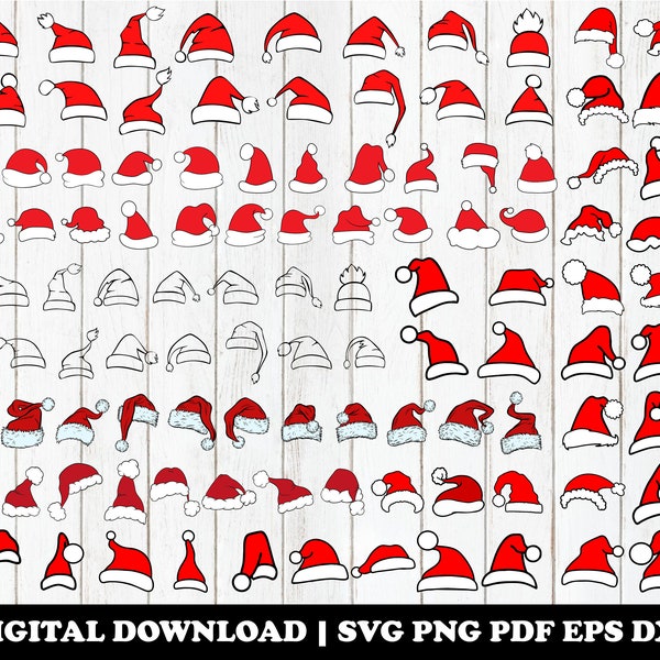 Santa Hat Svg, Png, Dxf, Eps, Instant Digital Download, Kerstmis, Santa Clause