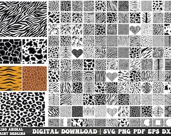 Animal Print SVG Bundle, Leopard, Cheetah, Tiger, Cow Patterns (Digital Download)