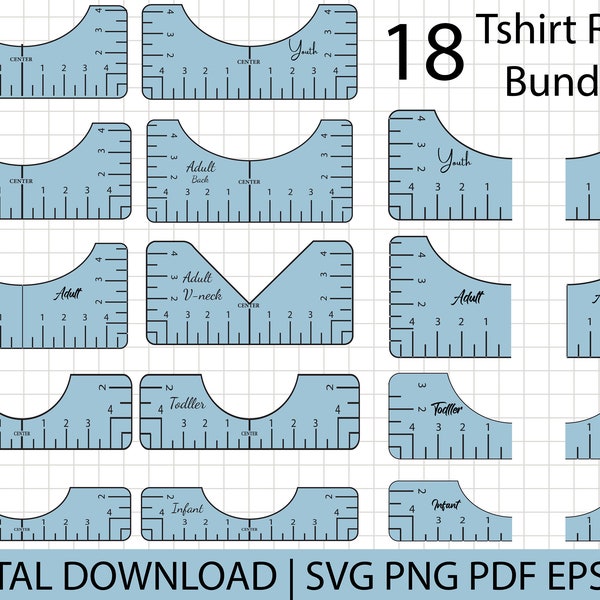 Tshirt Ruler Big svg Bundle, Tshirt alignment tool svg, tshirt alignment ruler, Placement Guide ruler, Vinyl Placement guide, Tshirt ruler