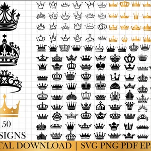 König Krone SVG, König Krone SVG, Königin Krone SVG, Prinzessin Tiara SVG, Datei für Cricut, für Silhouette, geschnittene Datei, Dxf, Png, SVG Bild 1