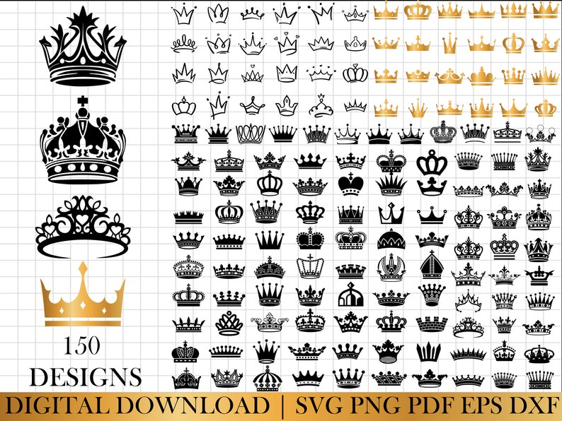 König Krone SVG, König Krone SVG, Königin Krone SVG, Prinzessin Tiara SVG, Datei für Cricut, für Silhouette, geschnittene Datei, Dxf, Png, SVG Bild 1