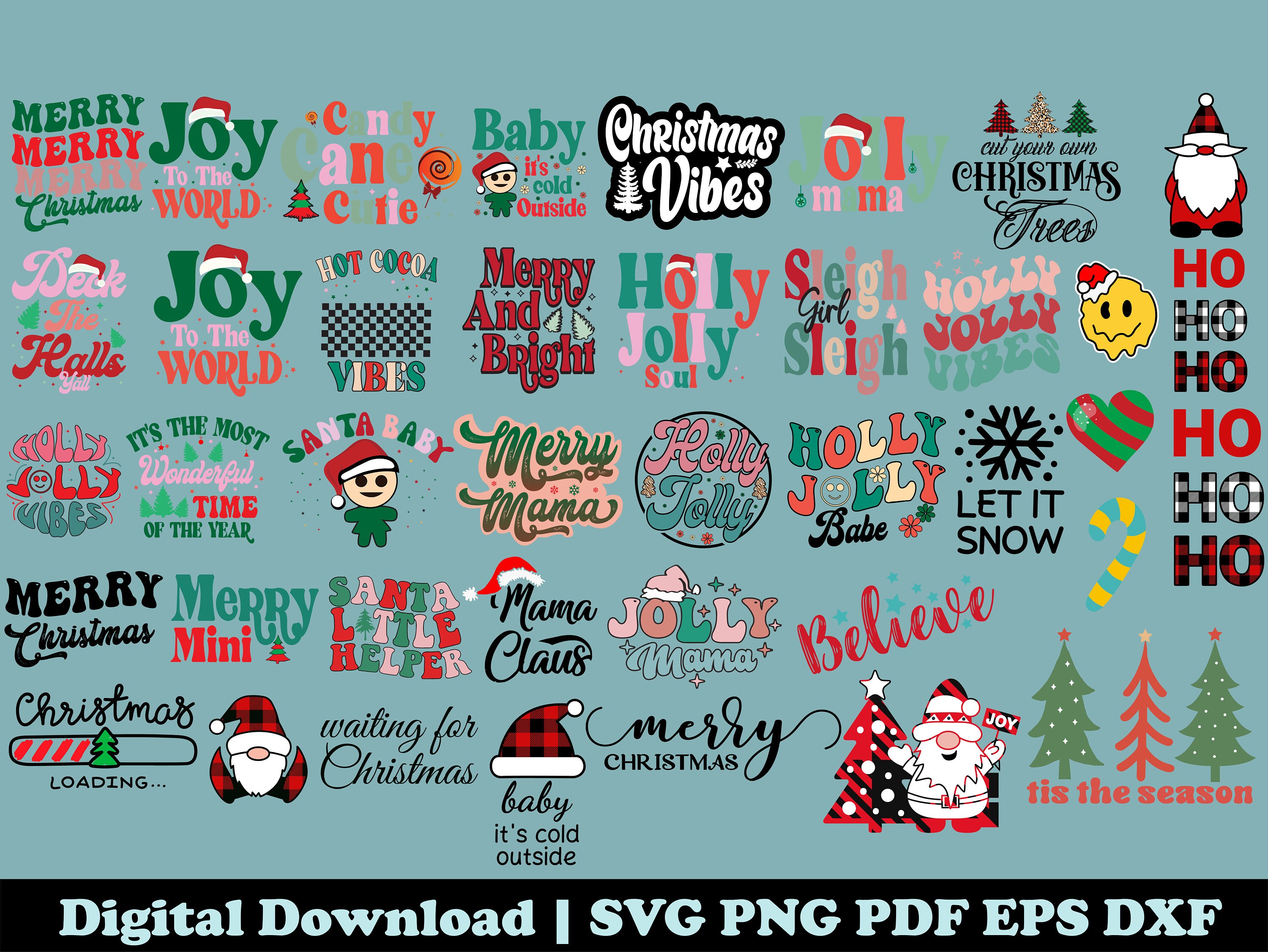 Retro Christmas SVG Bundle (png, Pdf, Eps) (digital Download) - Etsy