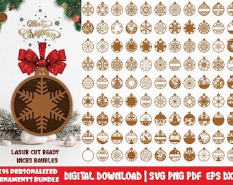 Christmas Ornament SVG Bundle, 99 Laser Cut Designs (Digital Download)