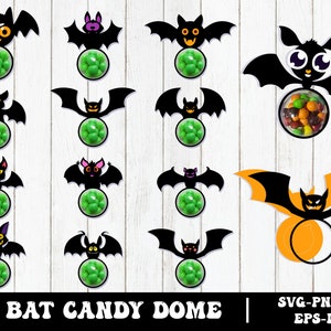 Halloween Candy Dome SVG Bundle, bat candy dome svg, Candy Ornaments SVG, bat svg , Chocolate holder svg, Party Favor, Trick or Treat Gifts image 1