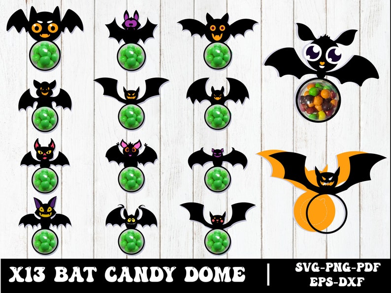 Halloween Candy Dome SVG Bundle, bat candy dome svg, Candy Ornaments SVG, bat svg , Chocolate holder svg, Party Favor, Trick or Treat Gifts image 1