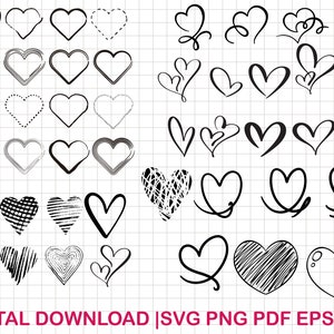 Heart Svg Bundle, Heart Svg, Hand Drawn Heart svg, Open Heart Svg, Doodle Heart Svg, Sketch Heart Svg, Love Svg,Valentine Svg,Cricut,Png,Dxf image 4