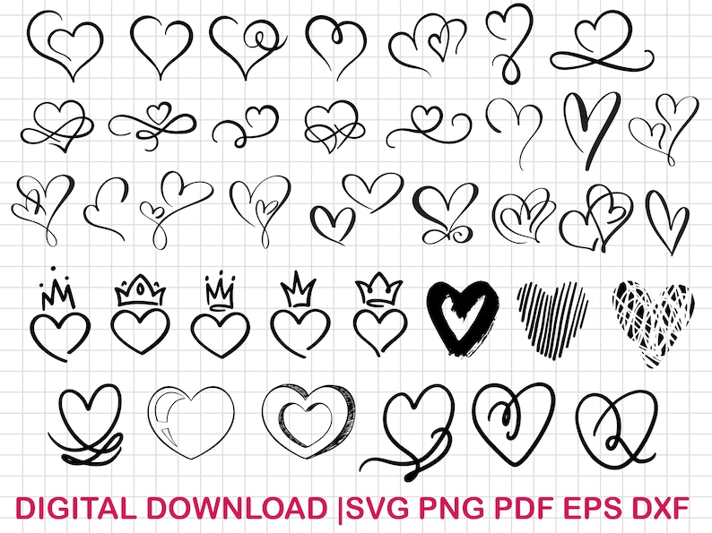 Heart Svg Bundle, Heart Svg, Hand Drawn Heart svg, Open Heart Svg, Doodle Heart Svg, Sketch Heart Svg, Love Svg,Valentine Svg,Cricut,Png,Dxf image 3