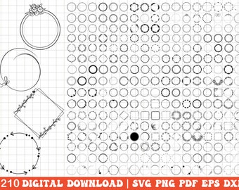 Cadre circulaire SVG | Cadre double cercle SVG | Cercle SVG | Cadre rond Svg | Cercle de griffonnage Svg | Cadre SVG | Décoration De Cadre Cercle Mariage