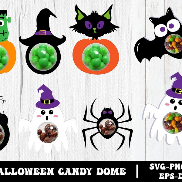 Halloween Candy Dome SVG Bundle, Halloween Candy Holder SVG, Candy Ornaments SVG, Chocolate holder svg, Party Favor, Trick or Treat Gifts
