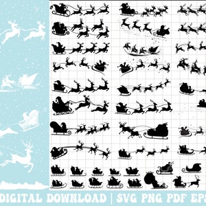 Santa's Sleigh svg, Christmas svg, Instant Download, Santa's Sleigh Reindeers svg, Reindeer svg, Flying Santa Sleigh svg