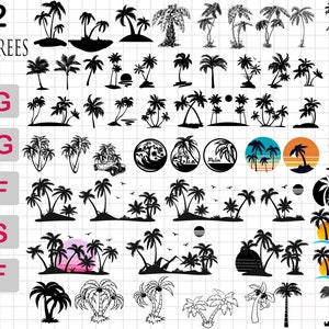 Palm Tree Svg, Palm Tree Silhouette, Palm Tree Cut Files, Palm Tree Svg Bundle, Palm Tree Clipart, Palm Tree Design Svg, Tropical Svg, Beach