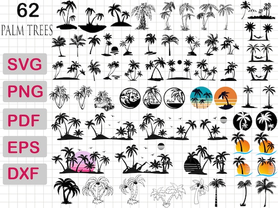 Palm Tree SVG Bundle, Tropical Silhouette Clipart (Digital Download)