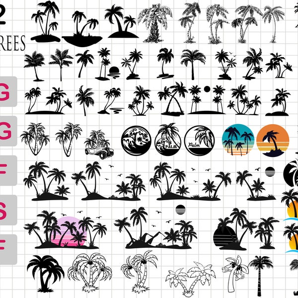 Palm Tree SVG, Palm Tree Silhouette, Palm Tree geschnitten Dateien, Palm Tree SVG Bundle, Palm Tree Clipart, Palm Tree Design SVG, Tropical SVG, Beach