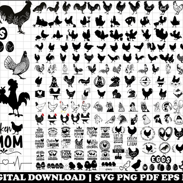 Huhn svg Bundle Hand gezeichnet, Huhn svg, Hahn svg, Huhn svg lustig, verrückt Huhn Dame svg, Huhn Flüsterer svg, Huhn Clipart