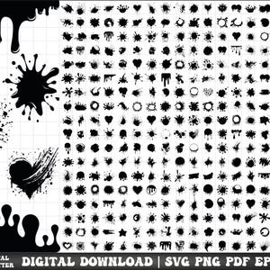 Paint Splatter SVG Bundle, Ink Splashes , Drips, Dripping SVG, liquid splash cricut (Digital Download)