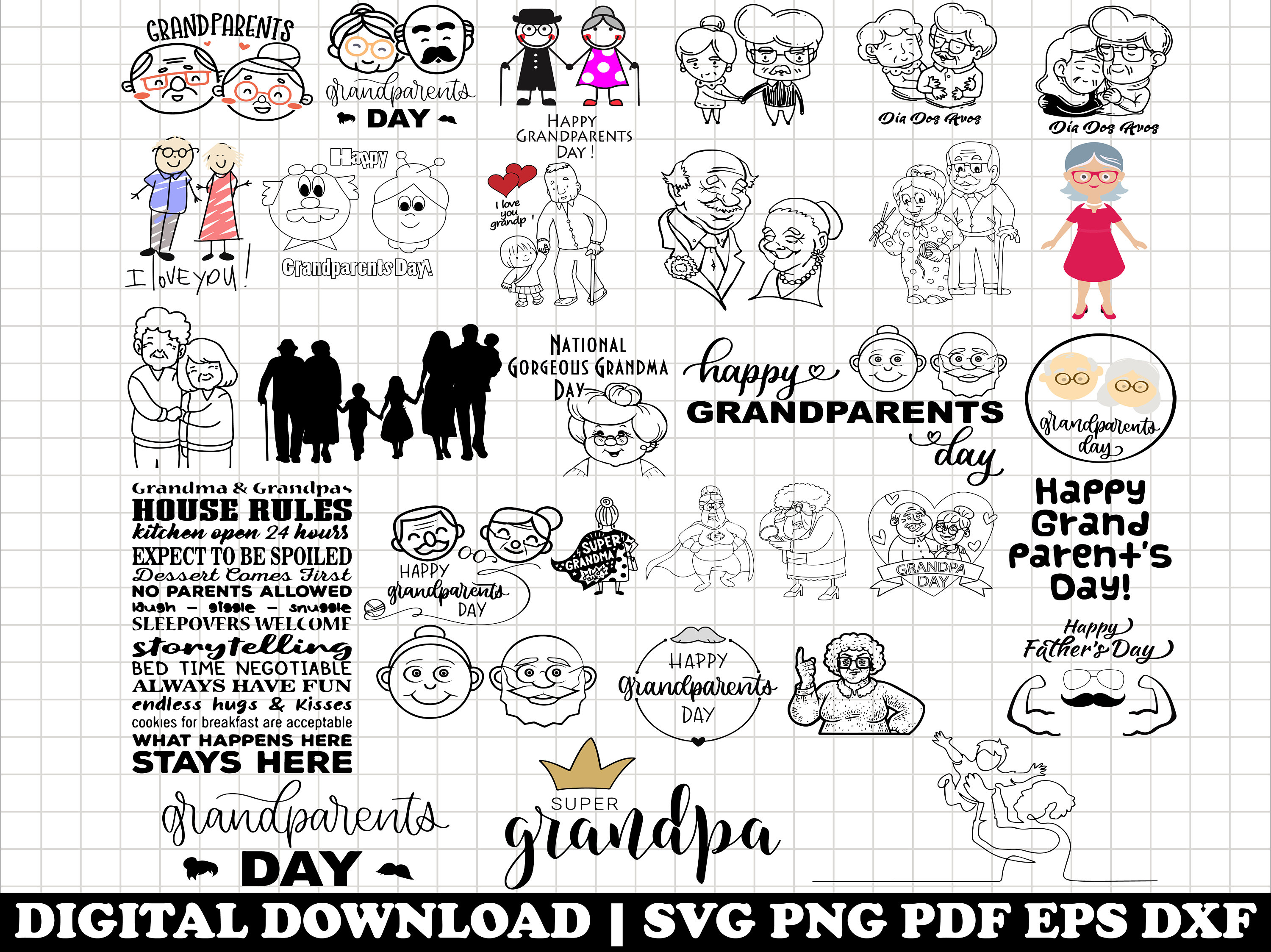 Happy Grandparent's Day Svg Png Grandparents Gifts Svg Etsy