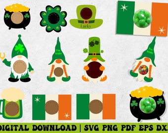 St. Patrick's Day Candy Dome Svg, Kinder Candy Svg, Gnome Candy Dom Svg, Candy Dome svg, Party Favor, Stocking Stuffer, Paper Ornament.