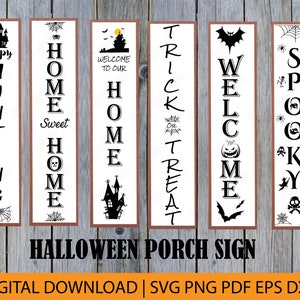 Halloween Porch Sign SVG Bundle, Halloween Porch Signs svg, Halloween tall door sign svg, Halloween welcome sign svg,halloween svg ,fall svg zdjęcie 1