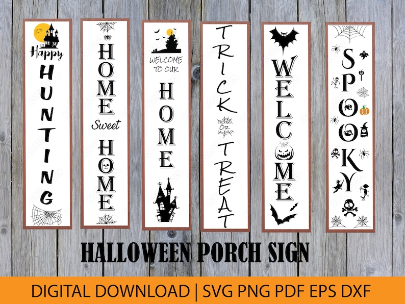 Halloween Porch Sign SVG Bundle, Halloween Porch Signs svg, Halloween tall door sign svg, Halloween welcome sign svg,halloween svg ,fall svg zdjęcie 1