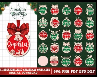 Personalisierte Weihnachtsverzierung SVG Laser Cut Dateien (Digital Download)