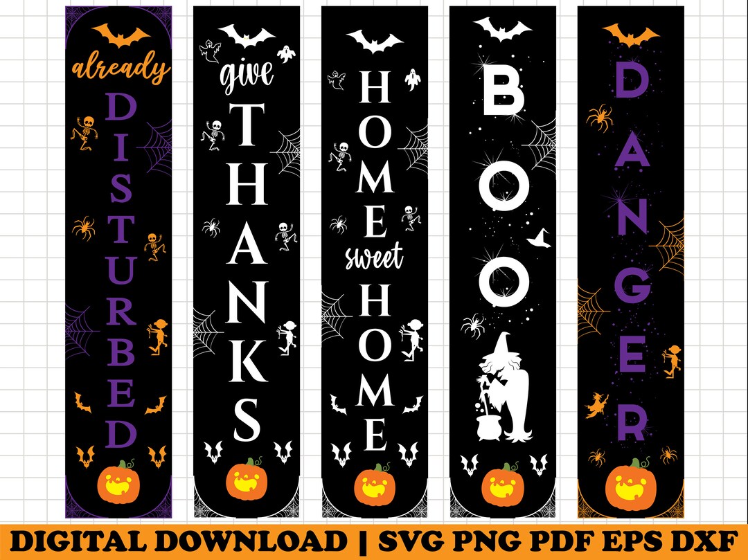 Halloween Porch Sign SVG Bundle, Spooky Welcome Signs (digital Download ...