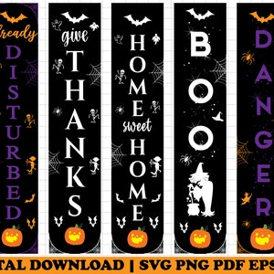 Halloween Porch Sign Svg Bundle, Welcome Sign Svg, Autumn Porch Sign, Door Sign Svg, Spooky Welcome Signs, Cut Files for Cricut,Silhouette image 1