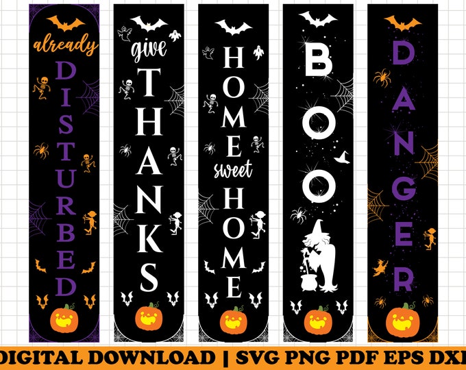 Halloween Porch Sign SVG Bundle: 6 Door Designs (digital Download ...