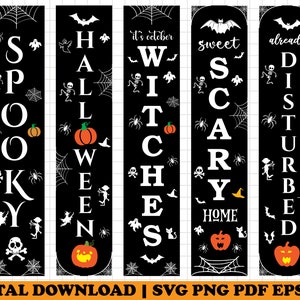 Halloween Porch Sign Svg Bundle, Welcome Sign Svg, Autumn Porch Sign, Door Sign Svg, Spooky Welcome Signs, Cut Files for Cricut,Silhouette image 2
