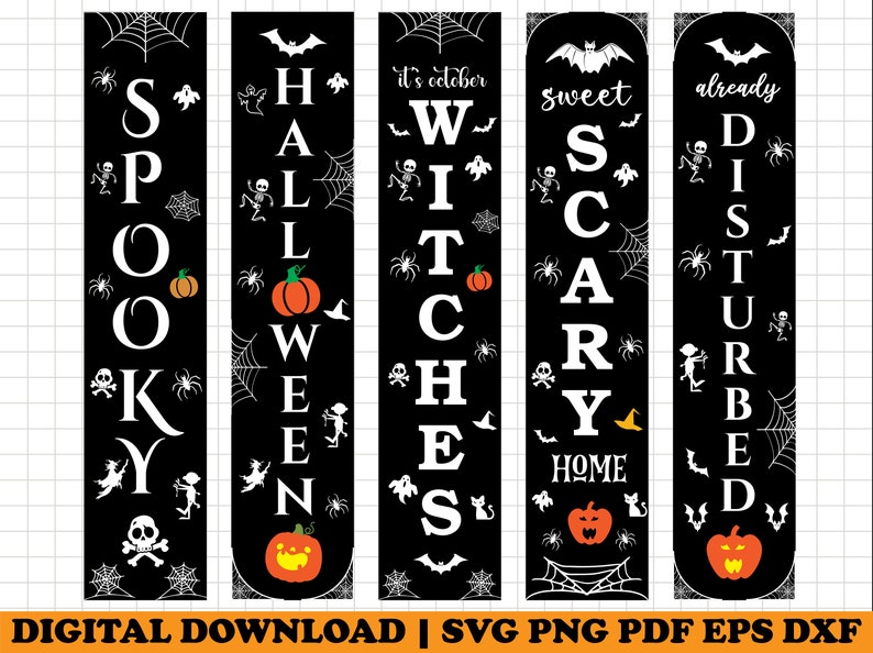 Halloween Porch Sign Svg Bundle, Welcome Sign Svg, Autumn Porch Sign, Door Sign Svg, Spooky Welcome Signs, Cut Files for Cricut,Silhouette image 2