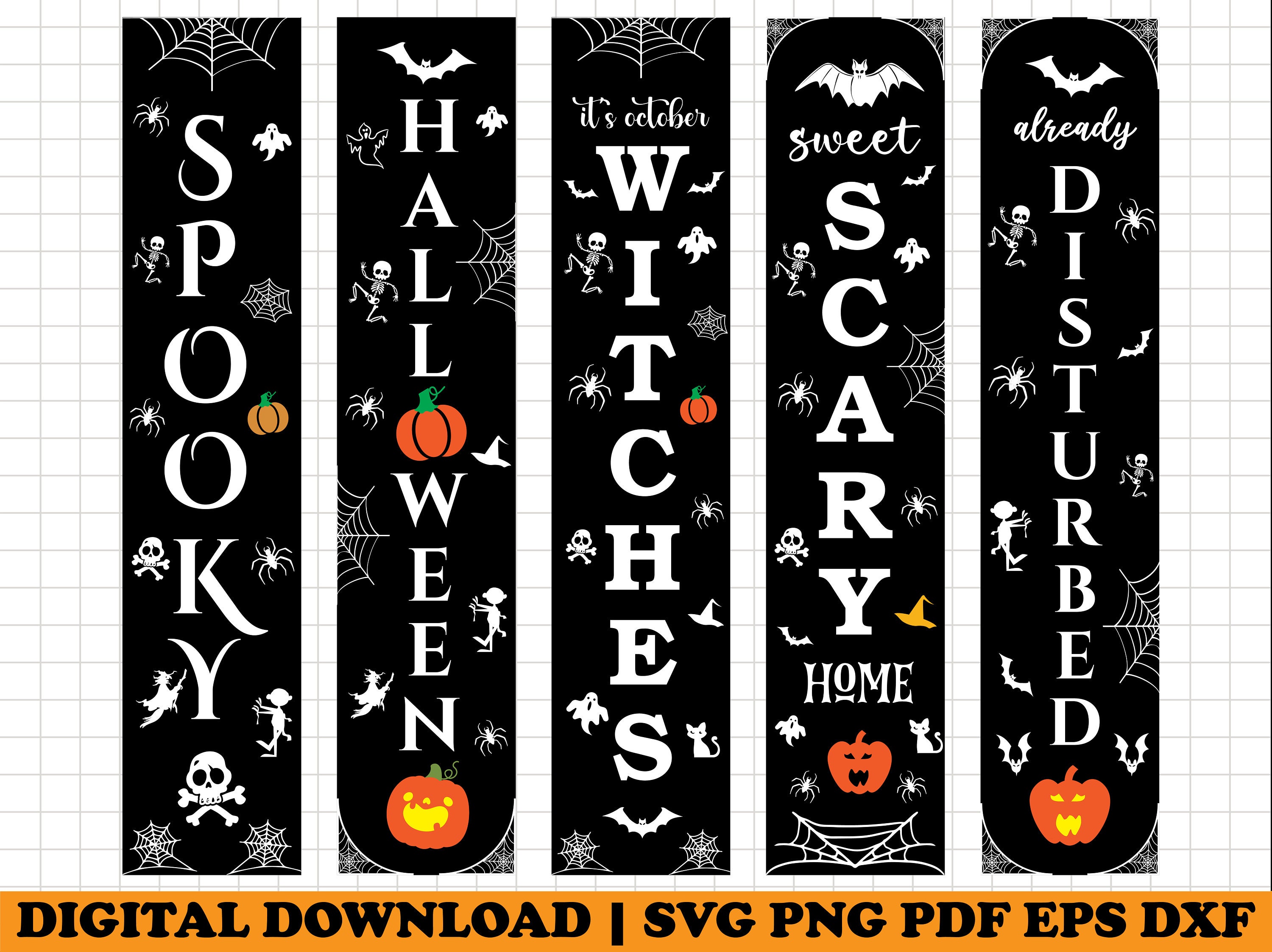Halloween Porch Sign SVG Bundle, Spooky Welcome Signs (digital Download ...